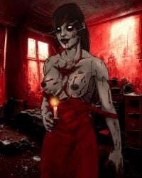 big_breasts blood dreadout female ghost ghost_girl looking_at_viewer marukanitel needle susuk_lady topless video_games