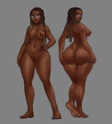 1girls 2025 anus areolae ass big_ass blush blush_lines breasts brown_eyes brown_hair clariarikari color dark-skinned_female dark_skin dreadlocks fat_ass female female_only glasses hand_on_hip hands_on_ass large_thighs lip_piercing long_hair looking_at_viewer looking_back_at_viewer medium_breasts nipples original_character plump_lips pubic_hair purple_nails pussy snakebite_piercing solo_female source_request thick_ass thick_lips thick_thighs thighs