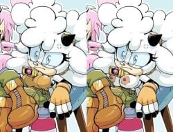 1girls anger_symbol anger_vein angry animal_ears animal_nose annoyed annoyed_expression anthro areolae bangs bare_shoulders bell bell_collar belt big_areola big_hair big_nipples blue_eyes blue_sclera body_fur boots breasts breasts_out brown_gloves closed_mouth clothing colored_skin comparison coolerinker crossed_legs edit elbow_gloves eyelashes eyeshadow female fingerless_gloves footwear frown fur furry furry_female gloves hair handwear horns huge_breasts inker_comics inkershike jewelry lanolin_the_sheep large_areolae large_breasts long_hair looking_to_the_side mammal nipples no_bra orange_gloves orange_shirt orange_vest pants sheep shiny_clothes shirt sitting sleeveless solo sonic_(series) sonic_the_hedgehog sonic_the_hedgehog_(comics) sonic_the_hedgehog_(idw) sonic_the_hedgehog_(series) topless white_fur white_hair wool_(fur)