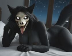 1girls ai_generated anthro anthro_female anthropomorphic beautiful bedroom big_breasts black_fur black_hair breasts breeding_request curvy_female curvy_figure female female_focus female_only fluffy_tail fur furry furry_female furry_only in_heat inviting_to_sex laying_down laying_on_bed looking_at_viewer mal0 malo naked naked_female nipples nude nude_female posing_for_the_viewer realistic scp scp-1471 scp-1471-a scp_foundation seductive seductive_look seductive_smile sexy sexy_body sexy_pose tits_out voluptuous voluptuous_female wet_pussy white_eyes wolf wolf_ears wolf_girl wolf_humanoid