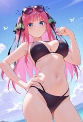 1girls ai_generated beach bikini breasts go-toubun_no_hanayome nakano_nino owari_wan tagme