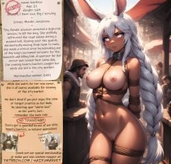 ai_generated angry anime beautiful big_breasts bondage bounty_hunters breasts collar edited fantasy female fictional market naked nude photoshop rabbit requested roleplay ropes slave slavegirl slavery waifu waifumarket white_eyes white_hair