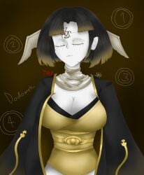 1girls big_breasts black_hair breasts character_name cleavage closed_eyes dodomeki_(the_mimic) female ghost ghost_girl nakuehe roblox roblox_game self_upload short_hair tagme the_mimic white_body white_skin wings yellow_hair