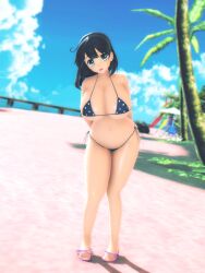 1girls beach big_breasts bikini blue_bikini bokbs breasts female female_focus female_only haply happy_female kantai_collection light-skinned_female light_skin looking_at_viewer solo solo_female solo_focus standing tamesuing ushio_(kantai_collection)