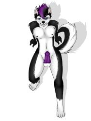3:4 4_toes 5_fingers animal_genitalia animal_penis anthro balls black_body black_fur black_inner_ear_fluff black_nose blue_eyes canid canine canine_genitalia canine_penis canis domestic_dog feet fingers fur genitals hair hi_res husky inner_ear_fluff knot leg_markings male mammal markings multicolored_body multicolored_fur navel nipples nordic_sled_dog penis pi9o purple_hair purple_nipples purple_penis shaded simple_background socks_(marking) solo spitz tail toes tuft white_background white_balls