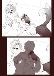 blush bruises cat_ears cat_tail catgirl caution_sign foreplay fox_boy fox_ears fox_tail meinkatzchen mist_(meinkatzchen) neko original_character playful ren_hana scars strade sweat you_kill_me_every_time