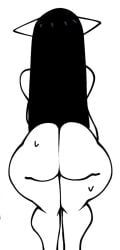 ass back back_view black_and_white catwitch_(xarop77) feline monochrome twitter_username white_background xarop77