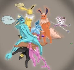 absurd_res alternate_species anal anal_sex andromorph annoyed anthro anthrofied ass black_body black_nose blue_body blue_eyes canid canine chignon covering_anothers_face defined digitigrade double_anal double_handjob double_penetration eevee eeveelution electrical_hair electrical_mane electricity espeon excessive_penetration fantasy feet female feral filled_to_the_brim fin five_guy flareon from_behind_position fur gem generation_1_pokemon generation_2_pokemon generation_4_pokemon generation_6_pokemon glaceon glistening glistening_gem group group_sex gynomorph handjob head_tuft hi_res hidden_face hindpaw holding_arms human humanized intersex jolteon looking_at_another looking_at_viewer looking_back lying male male/female male_group mammal mane masturbation multicolored_body nintendo on_back only_one_female oral orange_body orange_fur orgasm_face orgy pawpads paws penetration penile picture_frame picture_in_picture pink_body pink_tail pointy_ears pokemon pokemon_(species) pokemorph pose pouting presenting presenting_hindquarters prick_ears pseudo_hair pseudo_mane purple_eyes quadruped quadruped_to_biped quadruple_penetration rabbit_ears red_gem seal_tail sex simple_background spanish_text speech_bubble surprised_expression sylveon tail tail_held_up text three-quarter_view tuft umbreon vaginal_penetration vaporeon yellow_body yellow_fur yellow_ring
