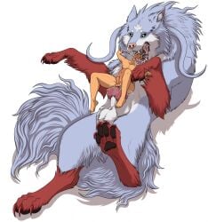 anal anal_sex animal_genitalia animal_penis anthro balls bodily_fluids campfire_cooking_in_another_world_with_my_absurd_skill canid canine canine_genitalia canine_penis canis dominant dominant_feral dominant_male duo erection fel_(fenrir) feral feral_penetrating feral_penetrating_human feralcatalyst genitals head_in_mouth hi_res human human_on_feral human_penetrated humanoid_genitalia humanoid_penis interspecies knot knotted_penis large_insertion male male/male male_penetrated male_penetrating male_penetrating_male mammal mawplay mukouda_tsuyoshi paws penetration penile penile_penetration penis saliva saliva_string sex sheath size_difference stomach_bulge submissive submissive_human submissive_male wolf zoophilia