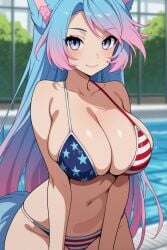 ai_generated american_flag_bikini bikini large_breasts pool silvervale tagme
