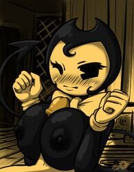 1boy 1boy1girl 1girls 2018 after_orgasm areolae bendy bendy_and_the_ink_machine bendy_fem bethy_(laranthrod) black_eyes black_hair black_nipples black_skin blush bowtie breast_press breasts dated demon demon_girl duo exposed_torso eyelashes faceless_male female footwear gloves handwear huge_breasts huge_cock human human_on_humanoid humanoid large_breasts latiar male male/female monochrome neckwear nipples one_eye_closed outercourse paizuri puffy_nipples rule_63 sepia short_hair signature solo_focus straight veiny_penis white_skin