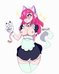 big_ass big_breasts big_butt big_nipples big_thighs brawl_stars breasts cat_ears cat_tail catgirl colette_(brawl_stars) female maid maid_headdress maid_uniform nipples pink_hair pinku_pawlette sakiend1 short_hair supercell uniform