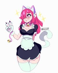 big_ass big_breasts big_butt big_thighs brawl_stars breasts cat_ears cat_tail catgirl colette_(brawl_stars) female maid maid_headdress maid_uniform pink_hair pinku_pawlette sakiend1 short_hair supercell uniform