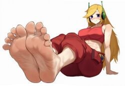 blonde_hair cave_story clothed curly_brace feet foot_fetish foot_focus tuna_erozon