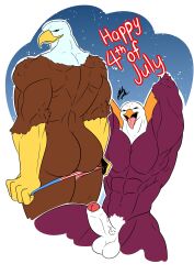 4th_of_july absurd_res accipitrid accipitriform ahe_gao american_eagle anthro ass avian bird bird_man bubble_butt dan_pegasusnsfw duo eagle falcon falconid genitals hi_res holidays humanoid hybrid invalid_tag looking_pleasured male male/male meme muscular nude original_character patriotism penis politics romantic romantic_couple teasing tongue united_states_of_america