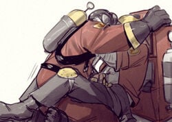 2boys engineer engineer_(team_fortress_2) gay handjob male male_focus moofrog multiple_boys pyro pyro_(team_fortress_2) rubbing team_fortress_2 texas_toast_tf2 yaoi