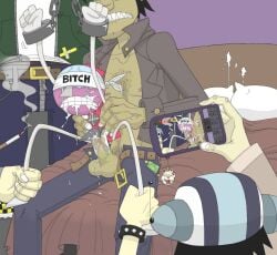 1girls 2d_(gorillaz) 4boys benson_dunwoody female gorillaz lmao male male/male multiple_males murdoc_niccals noodle_(gorillaz) rape recording recording_on_phone recording_sex regular_show russel_hobbs