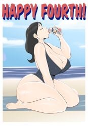 1girls 4th_of_july big_ass big_breasts big_thighs breasts bust busty chest curvaceous curvy curvy_figure digital_media_(artwork) drinking female female_focus hips hourglass_figure huge_ass huge_breasts huge_thighs jopuari large_ass large_breasts large_thighs legs light-skinned_female light_skin lisa_(jopuari) mature mature_female one-piece_swimsuit original original_character slim_waist swimsuit thick thick_hips thick_legs thick_thighs thighs voluptuous waist wide_hips wide_thighs