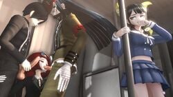 1girls 2boys 3d animated bandaged_hands being_watched big_penis chabashira_tenko danganronpa fellatio hand_on_leg handjob male marcossfm masturbation molestation new_danganronpa_v3 no_sound oral penis precum red_hair saihara_shuuichi sex shinguji_korekiyo source_filmmaker threesome video yumeno_himiko