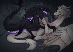 aiki_sunomai alien alvathedragon ambiguous_fluids animal_genitalia antennae_(anatomy) anus armor arthropod blade bodily bodily_fluids cave claws cloaca cloacal cloacal_penetration cum cum_inside digitigrade dragon duo exoskeleton feathers female feral forced from_front_position genital_fluids genitals horn hunchback lying male male/female markings missionary_position monster multi_limb mythological_creature mythological_scalie mythology necroshifter on_back penetration penis precum quadruped rape saliva saliva_string scalie sex solo tail weapon white_body wings zeamaeri