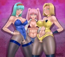 1futa 2girls abs android_18 big_ass big_breasts bikini_top blonde_hair blue_eyes blue_hair breasts bulge bulma_briefs bunny_costume bunnysuit clothed clothing commission dragon_ball dragon_ball_gt dragon_ball_super dragon_ball_z female fit fully_clothed futa_on_female futanari grabbing_pussy hairband hitomi_twins human imminent_sex intersex leotard light-skinned_futa light_skin looking_at_viewer magnificentsexygals milf mostly_clothed nipple_bulge oc original_character pink_hair red_hairband rubbing_pussy short_shorts shorts standing stockings submissive submissive_female thick_thighs thong thong_straps turquoise_hair wide_hips