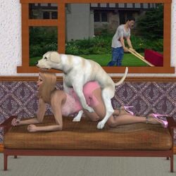 3d all_fours ass bestiality brodymax cheating cucked_by_beast cuckold dog doggy_style female husband_and_wife long_hair netorare ntr open_mouth zoophilia