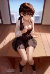 1girls 2d ai_generated ass barefeet big_ass big_breasts breasts chainsaw_man erophoenix feet female female_focus full_body looking_at_viewer looking_back mitaka_asa nude pale_skinned_female patreon_username school_uniform skirt smile soles solo solo_female sweat thick thick_thighs toes uncensored