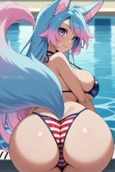 ai_generated american_flag_bikini large_ass large_breasts pool silvervale tagme