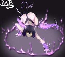 1girls ass bellabooty black_hair black_hair_female blake_belladonna bleach bleach:_the_thousand-year_blood_war cat_ears faunus half-dressed half_naked half_naked_female lighting maikbeelzebub rwby shihouin_yoruichi_(cosplay) solo_female yellow_eyes