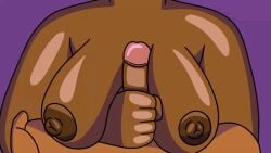 animated bara boobjob breasts chubby dark_skin erection gay handjob holding_breast inverted_nipples large_areolae male male_only moobs penis tiddyboyart