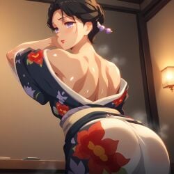 1girls blush breasts curvaceous curvy curvy_body curvy_female curvy_figure demon_slayer female female_focus female_only feminine_pose kimetsu_no_yaiba large_breasts light-skinned_female lipstick mature_female milf mommy nervous purple_eyes red_lipstick sasa_aiart sexy_figure sexy_pose shy solo solo_female tamayo_(kimetsu_no_yaiba) thick_thighs towel voluptuous voluptuous_female wide_hips