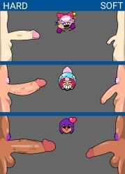 big_penis brawl_stars comparing comparing_penis futanari hair hard_cock hard_penis intersex janet_(brawl_stars) melodie_(brawl_stars) penis penis_chart penis_size_chart shelly_(brawl_stars) soft_penis text uncensored
