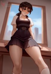 1girls 2d ai_generated ass barefeet big_ass big_breasts breasts chainsaw_man erophoenix feet female female_focus full_body looking_at_viewer looking_back mitaka_asa nude pale_skinned_female patreon_username school_uniform skirt smile soles solo solo_female sweat thick thick_thighs toes uncensored