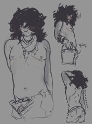 armpit_hair blush date_everything messy_hair ratsnacksketchies shirtless_male sketch_page top_surgery_scars torn_clothes torso trans_man xxxshadowl0rd420xxx