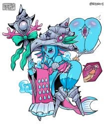 ariemon bent_over blue_hair cum_in_pussy digimon digimon_(species) digimon_liberator disembodied_penis first_porn_of_character fish fish_tail partially_clothed z3star