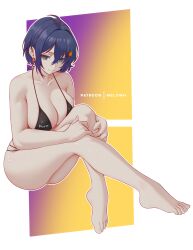 1girls ass belle_(zenless_zone_zero) bikini breasts cleavage female female_focus female_only large_breasts light-skinned_female light_skin looking_at_viewer melowh solo swimsuit thighs white_background wide_hips zenless_zone_zero