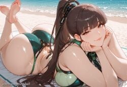 ai_generated alternate_version_at_source android android_girl asian asian_female ass beach big_breasts bikini breasts brown_hair crossed_legs eve_(stellar_blade) feet female hips hypet long_hair lying_on_stomach outdoors outside revealing_clothes shiny shiny_skin solo stellar_blade summer sunny tagme thick thick_ass thick_legs thick_thighs thighs video_game_character video_games voluptuous voluptuous_female wet wet_body wide_hips