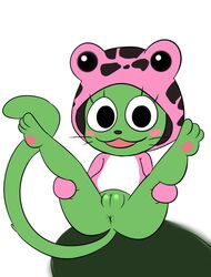 1girls cat_ears cat_tail exceed fairy_tail feline female female_only frosch_(fairy_tail) furry green_fur presenting presenting_pussy pussy smile solo solo_focus