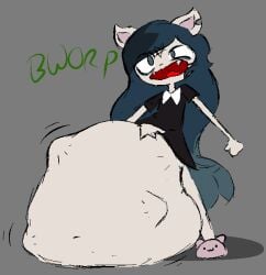 burping claire_(the_summoning) digestion_noises fat goth goth_girl huge_belly patting_belly slippers struggling_prey the_summoning vore vore_belly