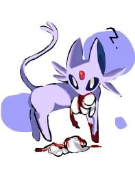ambiguous_gender blood_on_paws carrying_another colored death duo eeveelution espeon family_guy_death_pose felid feline feral game_freak generation_2_pokemon generation_9_pokemon gore guts hi_res intestines looking_at_viewer mammal meme natural nintendo notched_ear organs paws pokemon pokemon_(species) purple_body question_mark raised_paw raised_tail reiesp_(artist) ribs rodent shaded simple_background smooth_skin tail tandemaus