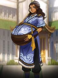 aged_up aged_up_female avatar_the_last_airbender dark_skin dark_skinned_female fetal_movement holding_pregnant_belly katara kicking_(pregnancy) nickelodeon painted_nails pregnancy pregnant pregnant_belly pregnant_female yoshi1027