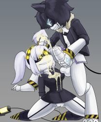 clothed cum_on_face j_(murder_drones) male/female murder_drones murder_drones_oc oc_x_canon penis skeletonkid5 straight_sex