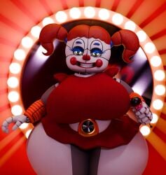 1girl 1girls 2026 3d 3d_(artwork) 3d_render animatronic animatronic_female animatronic_girl baby_(fnafsl) background big_ass big_breasts breasts circus_baby circus_baby_(fnaf) circus_baby_(original) circus_baybee_(jordevoir) clown_nose female female_focus five_nights_at_freddy's five_nights_at_freddy's:_sister_location green_eyes looking_at_viewer microphone orange_hair red_clothing red_skirt robot robot_girl scottgames sister_location smile smiling solo solo_female white_body