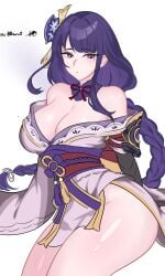 big_ass big_breasts big_butt binh_po7462 genshin_impact glossy_body glossy_skin raiden_shogun