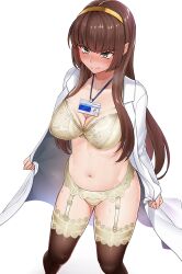 belly belly_button blush blushing breasts brown_hair coat embarrassed green_eyes legs mazinger mazinger_z panties pussy sayaka_yumi shirofugu thighs