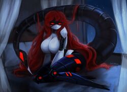 female female_only huge_breasts idk-butterfly murder_drones murder_drones_oc naked_female sitting_on_bed thick_tail thick_thighs