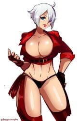 1girls angel_(kof) big_breasts blue_eyes d-ryuu dragonsinmysky huge_breasts king_of_fighters light-skinned_female light_skin pale-skinned_female pale_skin short_hair thick voluptuous voluptuous_female white_hair