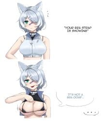 1girl 1girls breasts elira_pendora female female_focus female_only green_eyes nijisanji showing_breasts silver_hair tits yarashi_thought