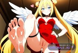 1girl 5_toes after_anal ai_assisted ai_generated anime anime_coloring anime_screencap anus barefoot black_choker blonde_hair blue_eyes breasts choker cleavage clothed clothing covered_navel cum cum_in_ass cum_inside cum_on_body cum_on_feet cumdrip dress feet female female_focus foot_fetish foot_focus foreshortening from_below hair_bun hair_ornament hand_on_own_hip heart highly_detailed jewelry long_hair looking_at_viewer looking_down_at_viewer medium_breasts no_panties no_underwear official_style pussy red_dress sailor_moon smile soles solo solo_focus standing standing_on_one_leg sweat twintails very_long_hair white_wings wings