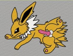 animal_genitalia animal_penis balls eeveelution erection feet feral generation_1_pokemon genitals jolteon male nintendo paopao_l pawpads penis pokemon pokemon_(species) presenting solo yellow_body